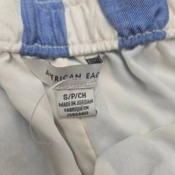 American Eagle striped high waisted short shorts, stretch & tie waist pockets sm - Picture 2 of 11